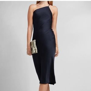 Express Satin Cross Back One Shoulder Dress